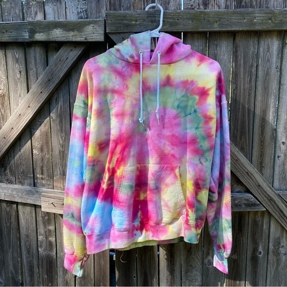 NEW Multicolored Swirl Tie Dye Unisex Hoodie Medium - Picture 1 of 5